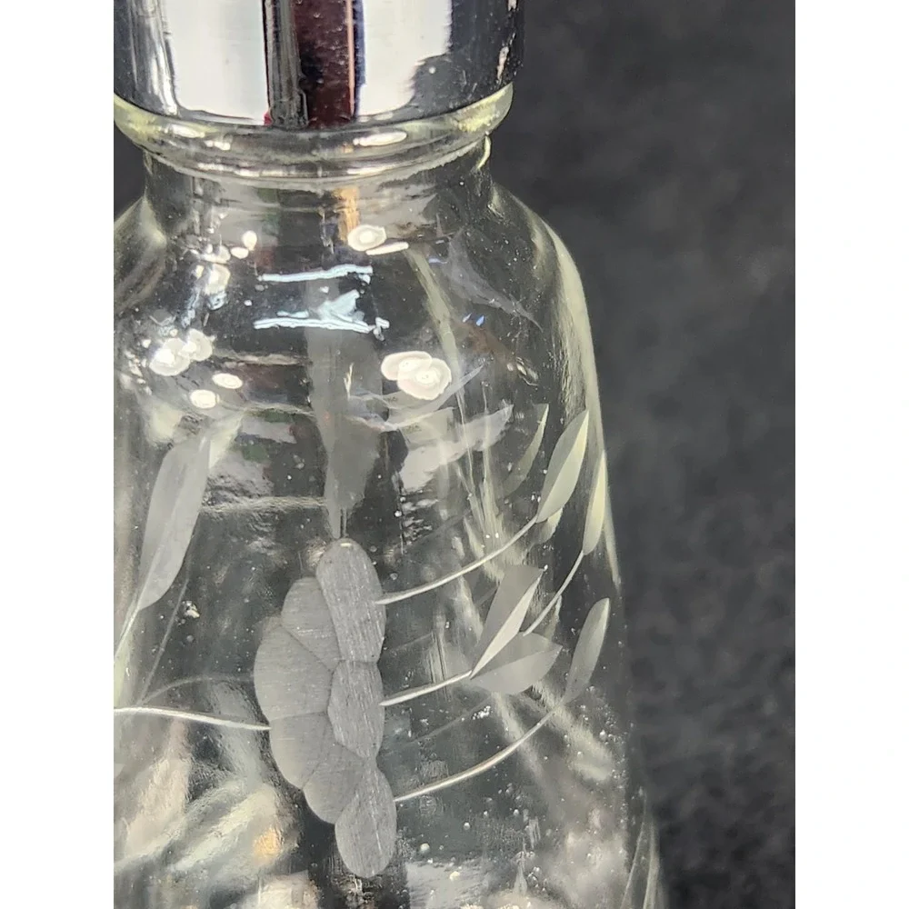 Heritage Princess House Salt & Pepper Shakers Gray Cut Floral Designs Clear